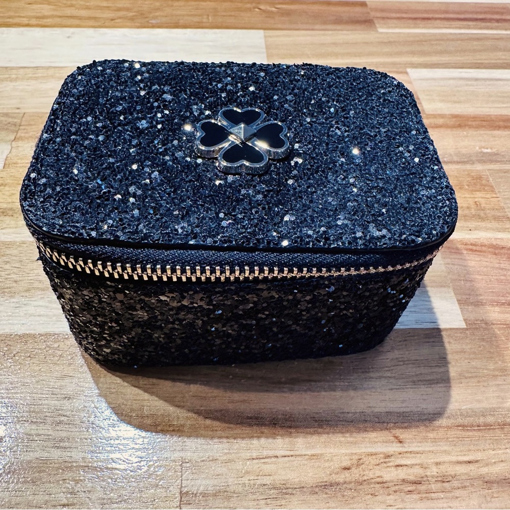 Kate Spade - Odette Glitter Jewelry Holder, black and tan,travel jewelry box